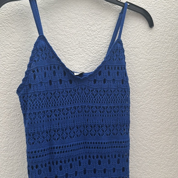 Freshman 1996 Blue Crochet Knit Midi Dress Size S - Picture 2 of 5